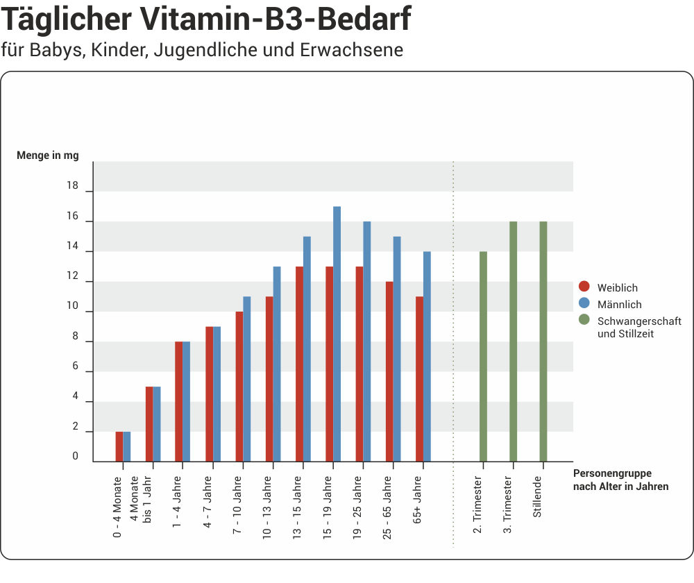 Täglicher Vitamin B3-Bedarf